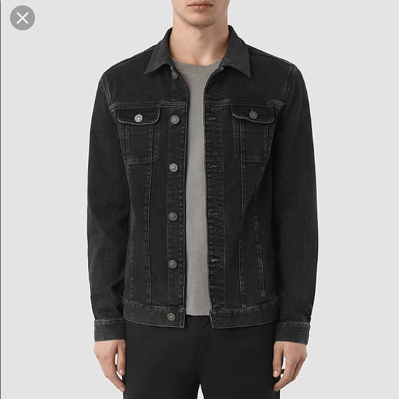 all saints black denim jacket